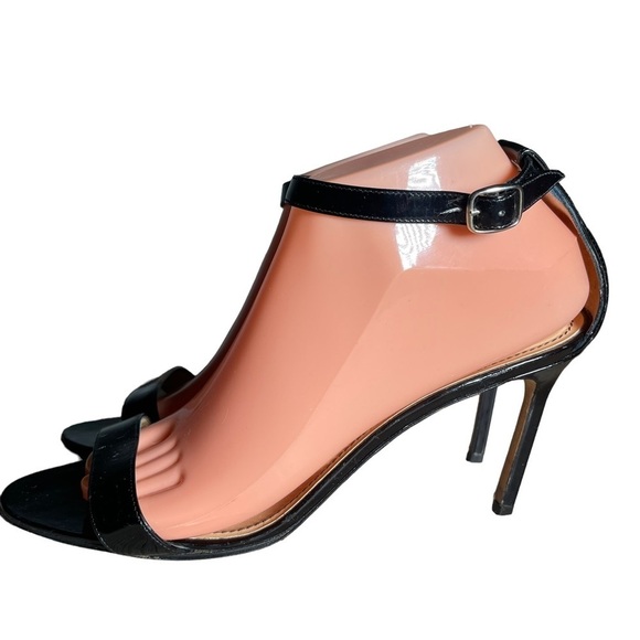 Manolo Blahnik Chaos Black Patent Leather Ankle Strap Sandals 8.5 US 38.5 EU - Picture 2 of 16